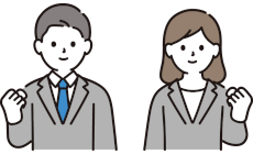 ガッツポーズをとる男女のイラスト