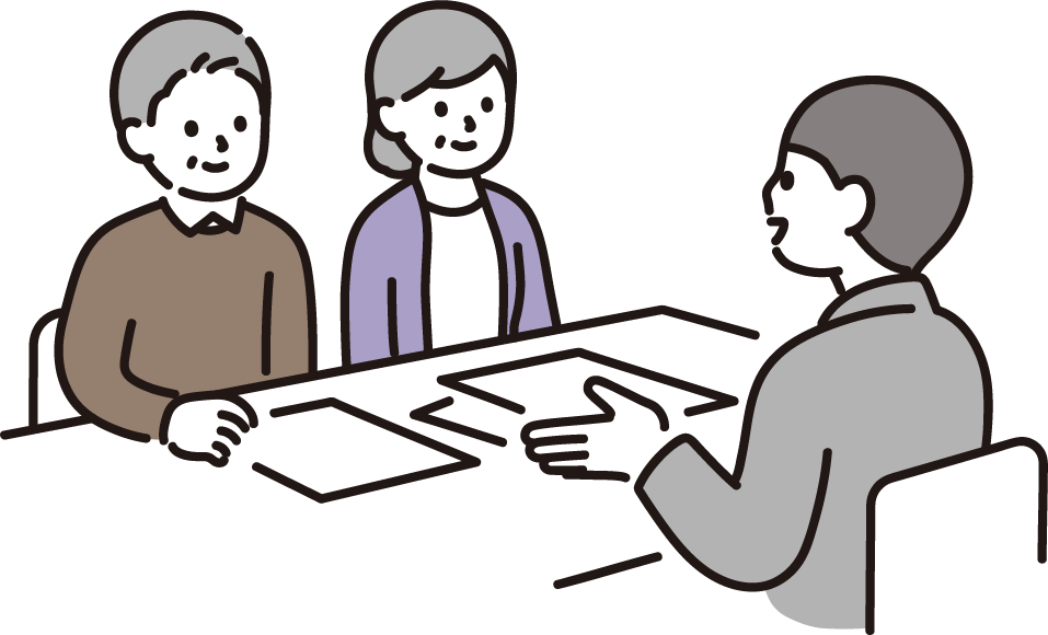 説明を受ける夫婦のイラスト