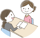 説明を受ける女性のイラスト
