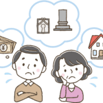 相続財産に悩む夫婦のイラスト