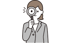 虫眼鏡を覗く女性のイラスト