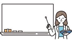 黒板で説明する女性のイラスト