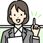 本を持って伝える女性のイラスト
